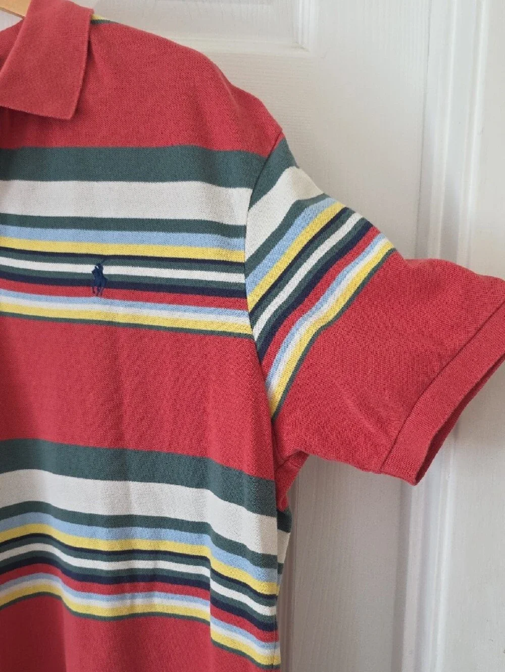 Y2k Vintage Polo by Ralph Lauren Coral Striped Men’s Polo 100% Cotton XL